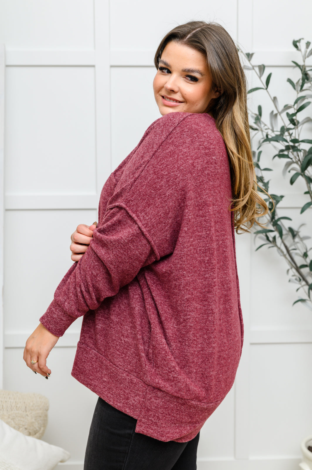 Brushed Soft Sweater In Burgundy - 11/25/2022