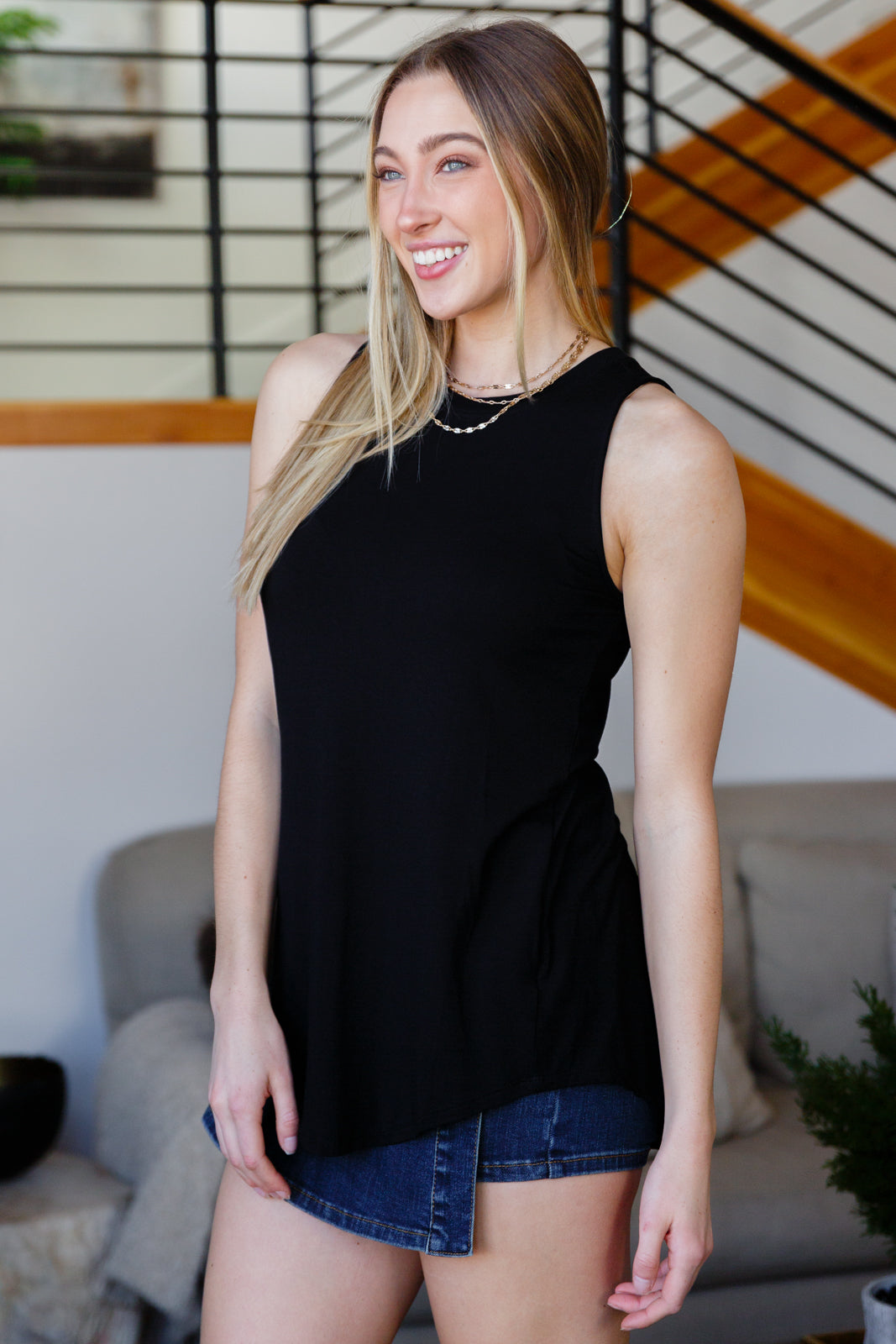 Can't Wait For Spring Hi-Low Sleeveless Top in Black - 1/31/2023