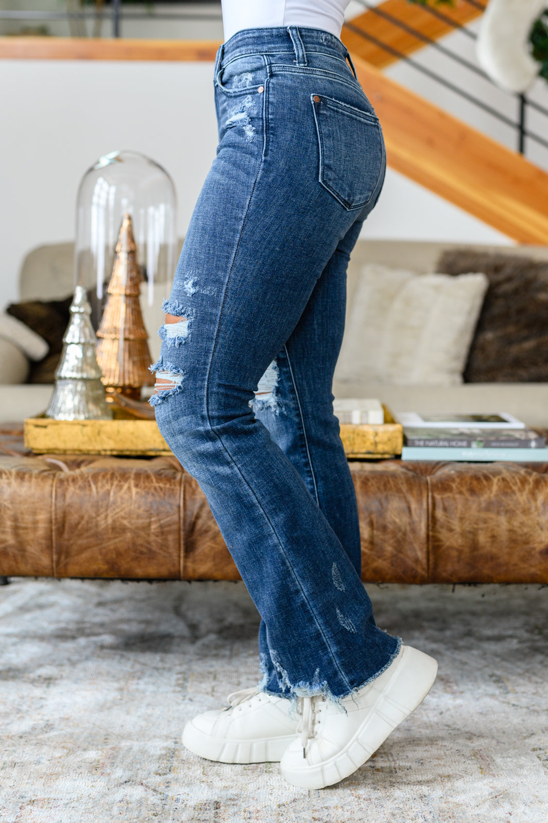 Christine High Contrast Slim Bootcut Destroyed Jeans - 1/3/2023