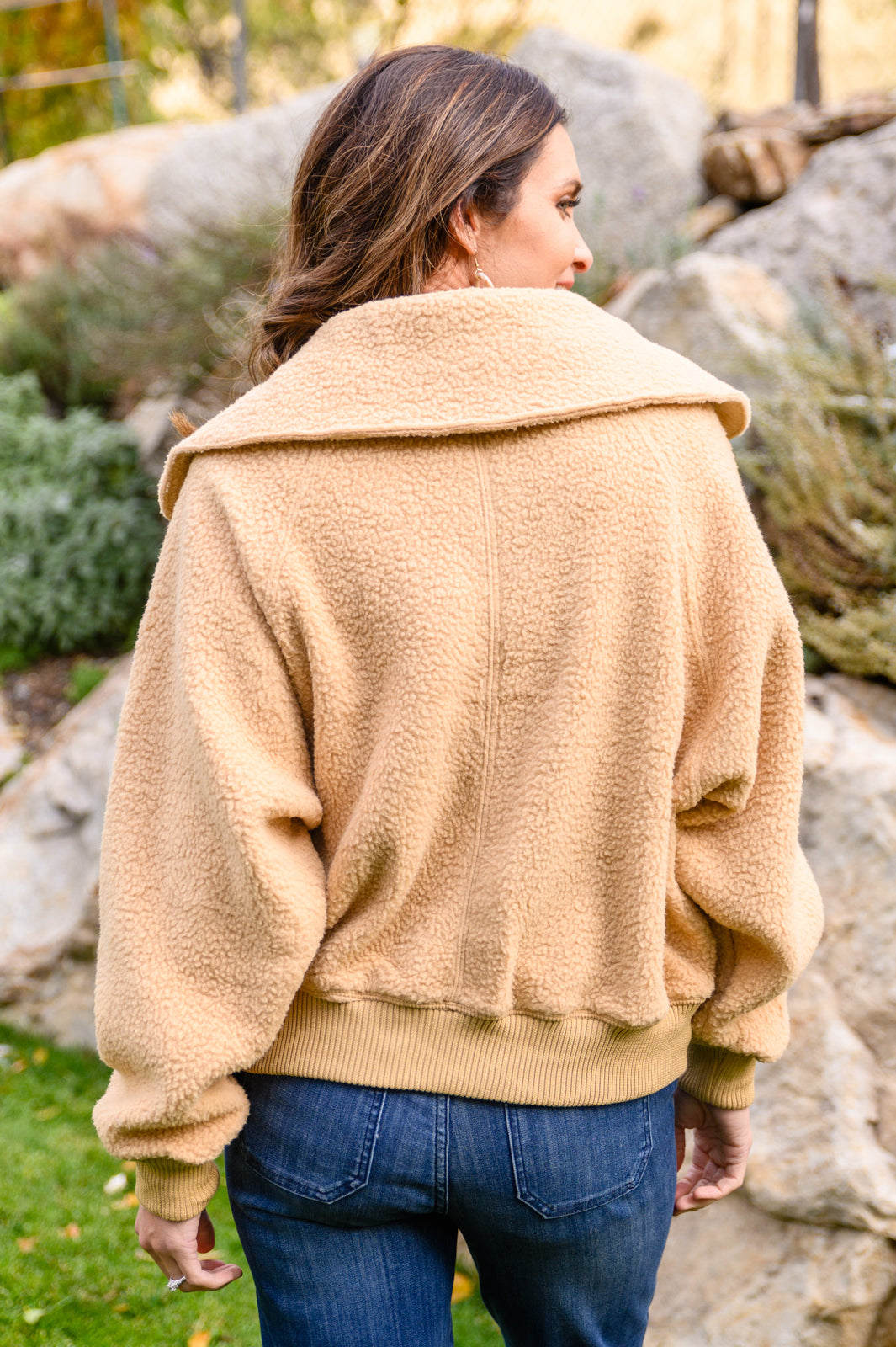 Don't Stress Oversized Collar Sherpa Jacket In Taupe - 11/17/2022