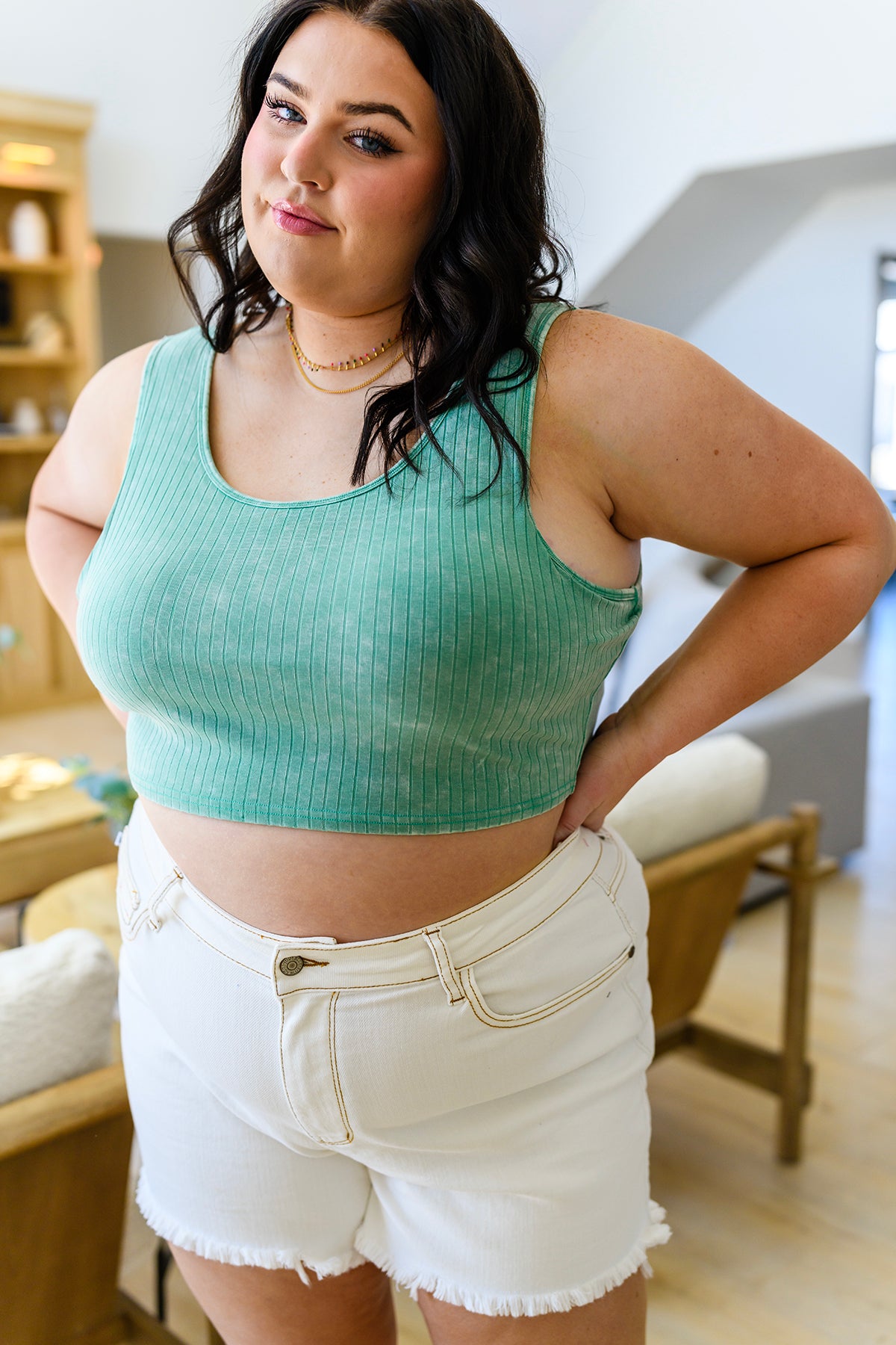Get On My Level Cropped Cami in Mint - 3/14/2023