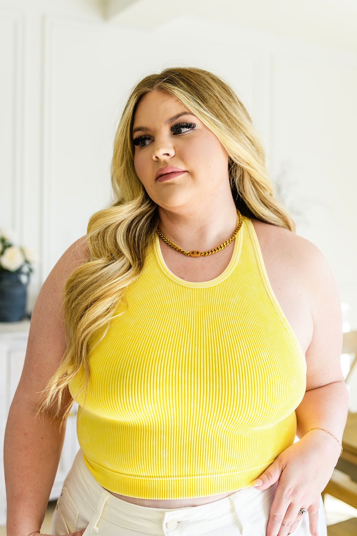 Goals Ribbed Tank Top in Yellow - 3/24/2023