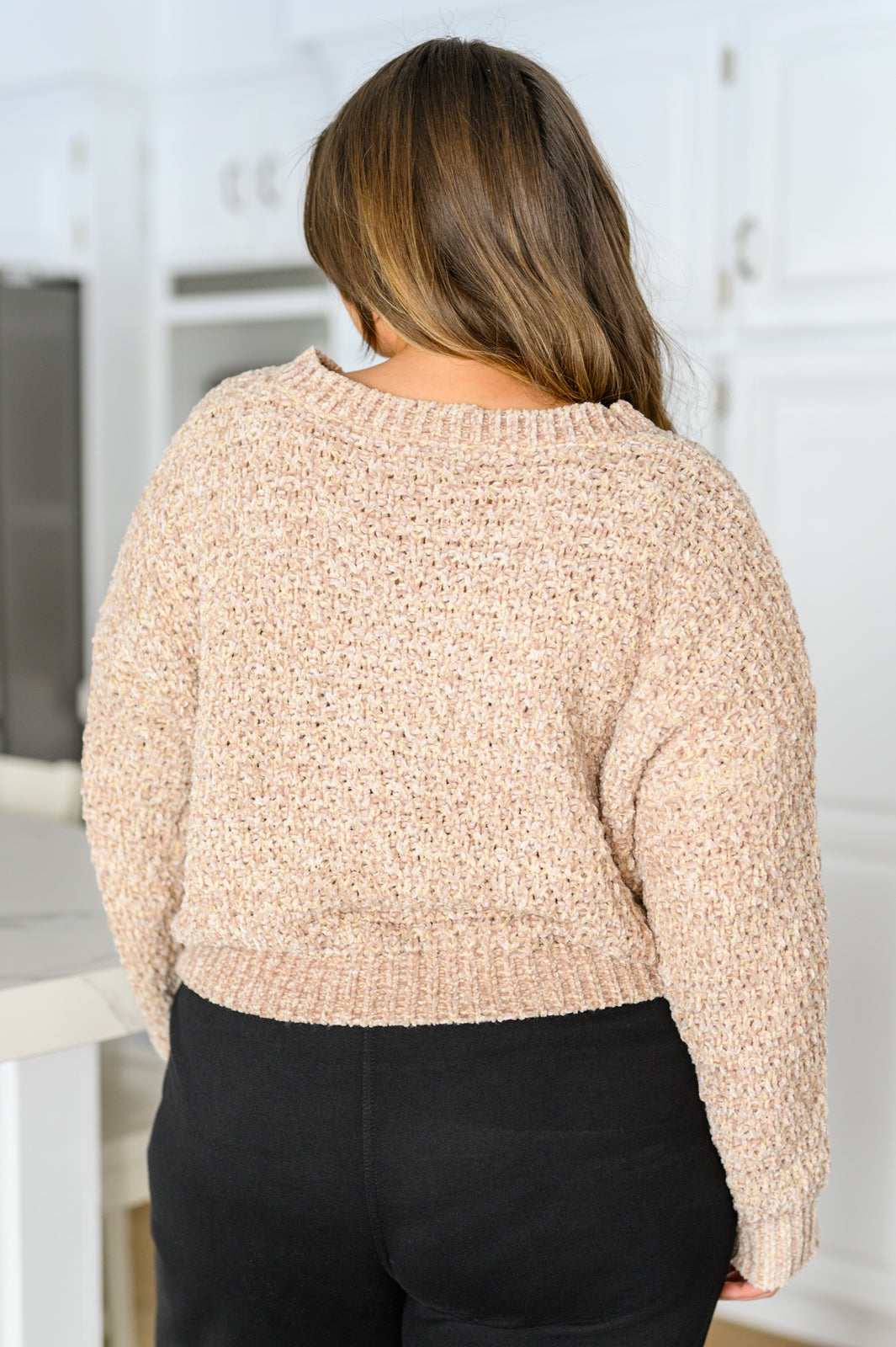Irish Coffee Knitted Crop V Neck Sweater - 12/27/2022