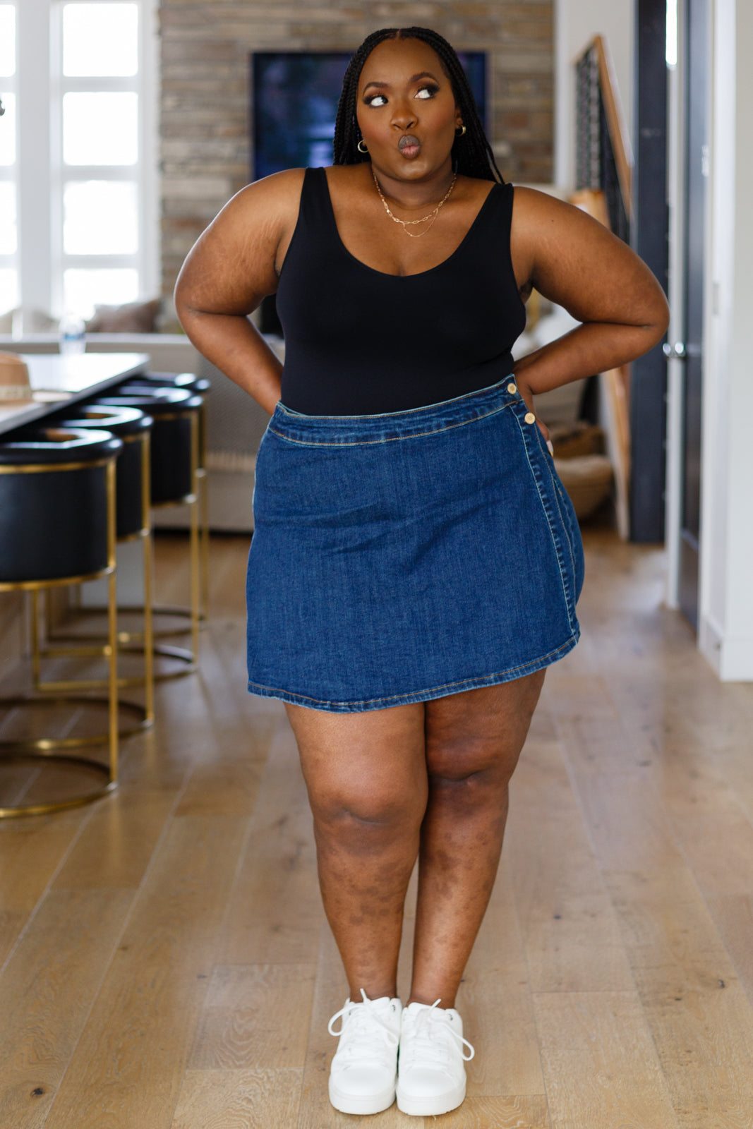 Jalissa High Waist Overlap Denim Skort - 1/31/2023