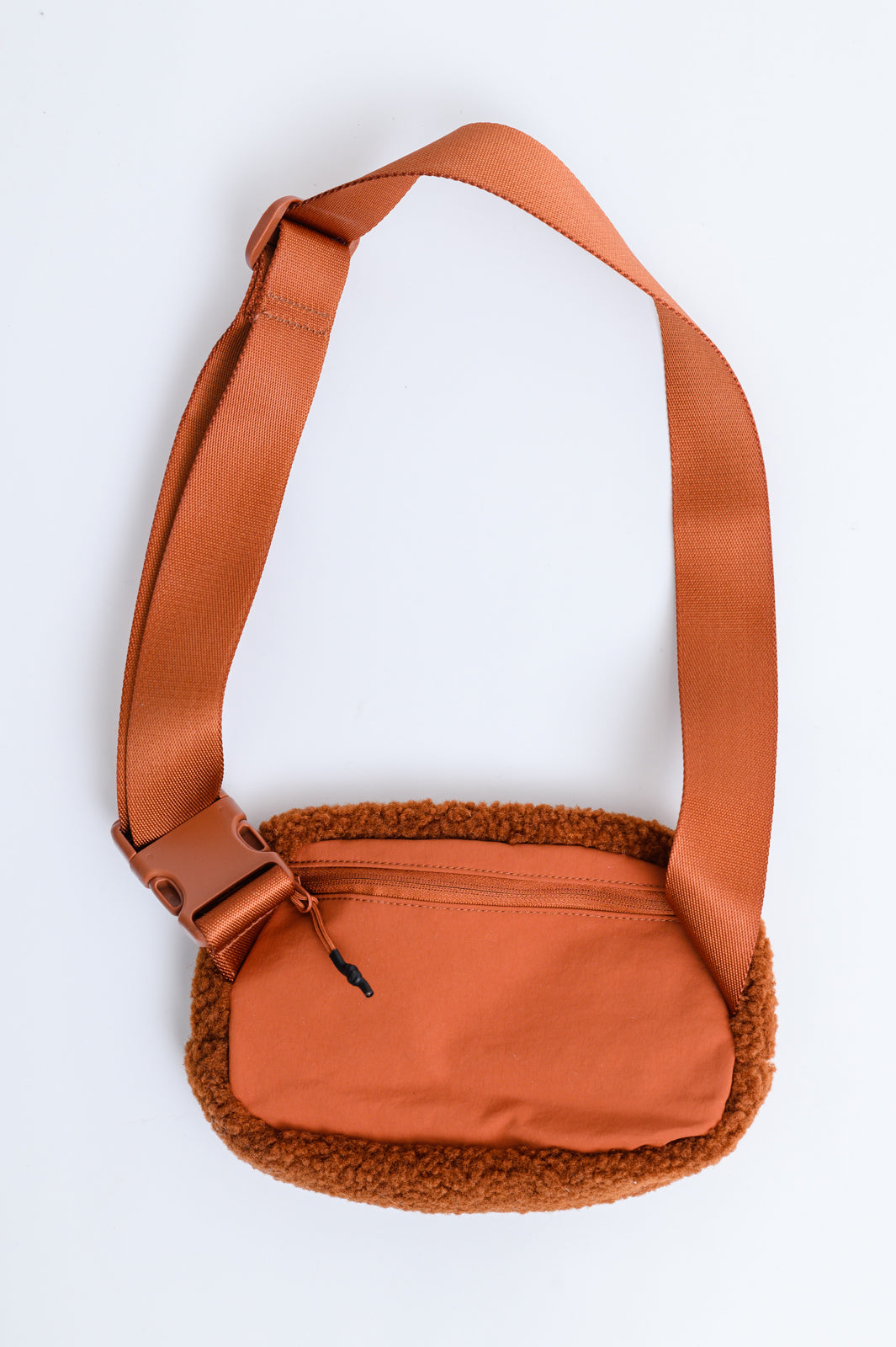 Keeping Up Sherpa Side Bag in Cognac Brown - 12/20/2022