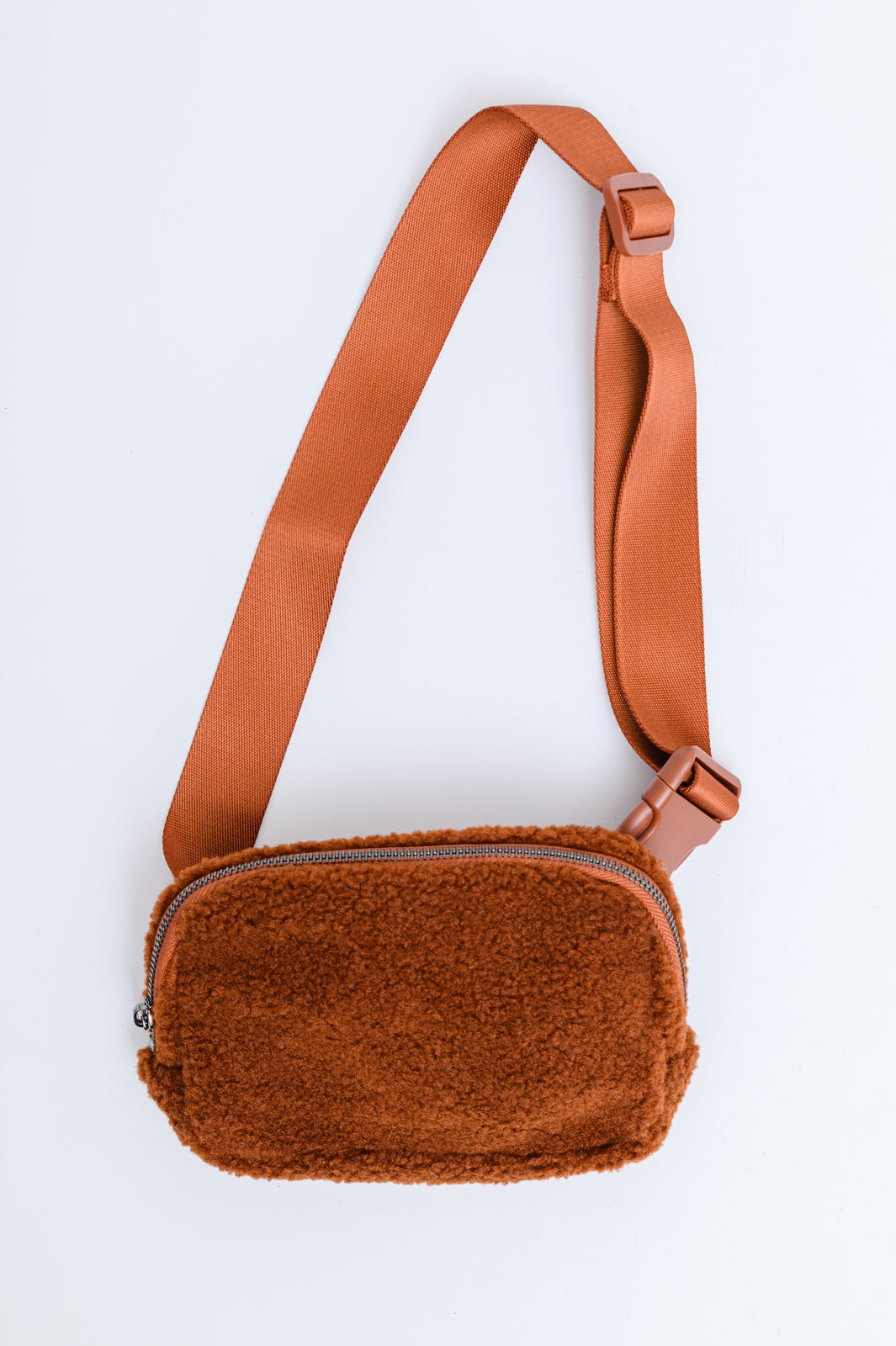 Keeping Up Sherpa Side Bag in Cognac Brown - 12/20/2022