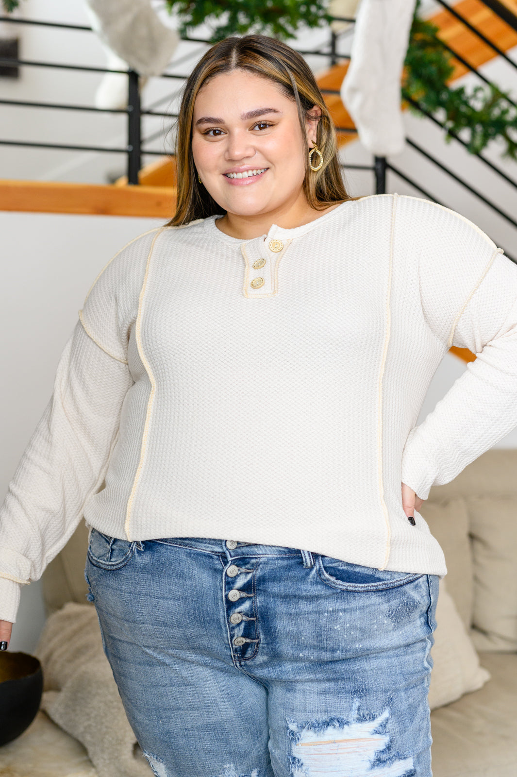 Lean Into Something Cozy Waffle Knit Top - 12/29/2022