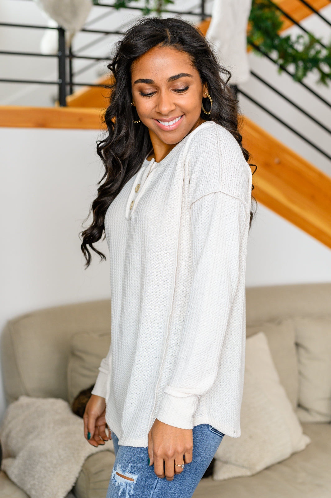 Lean Into Something Cozy Waffle Knit Top - 12/29/2022