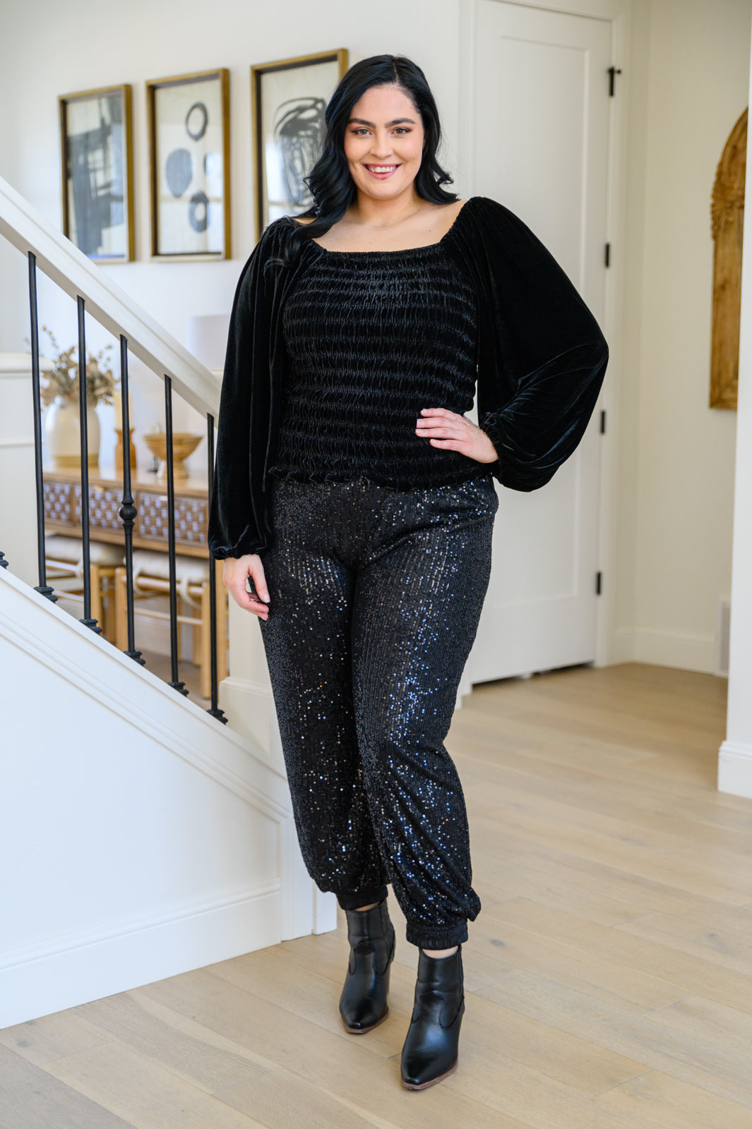 black sequin pants plus size