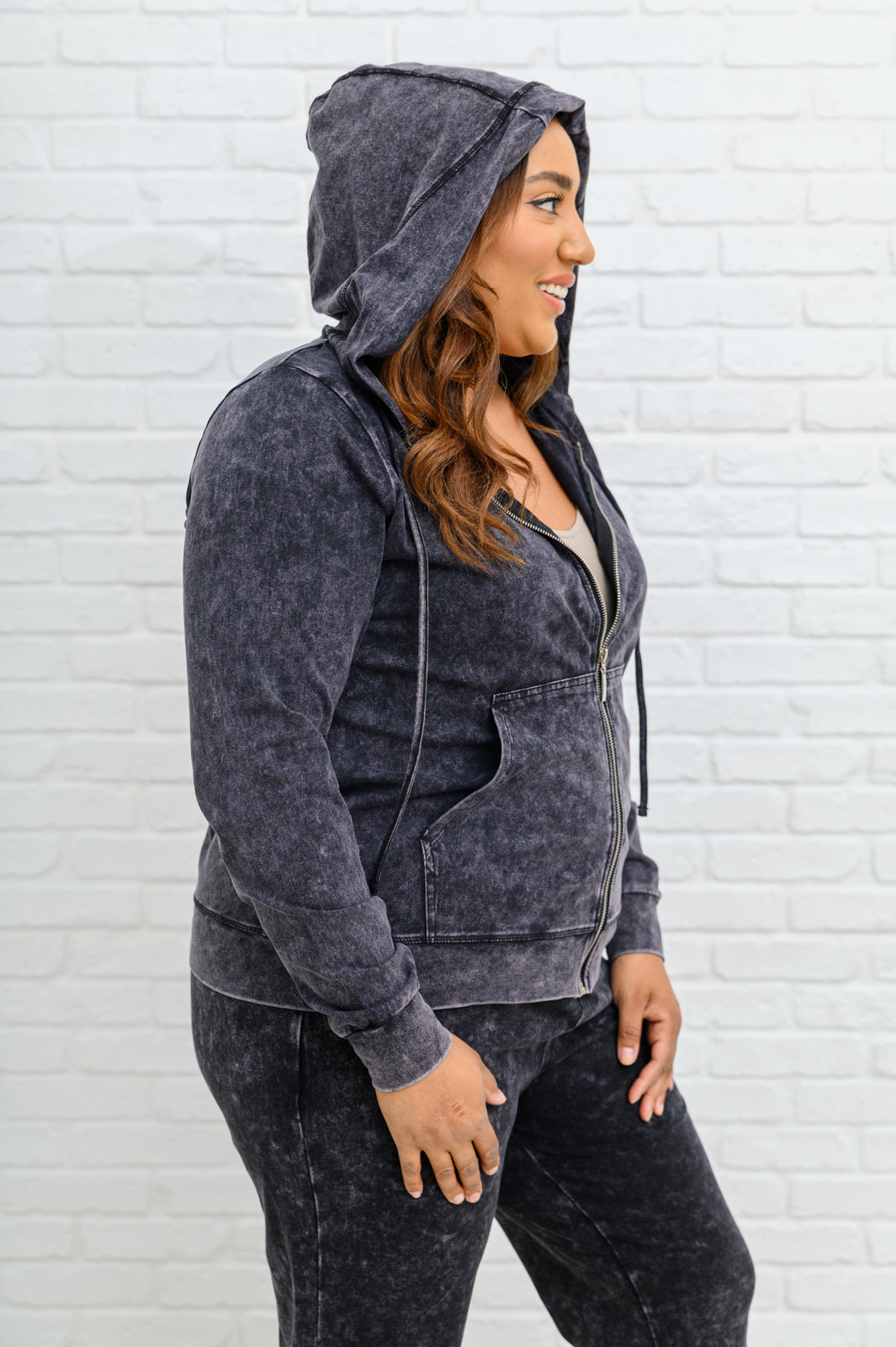 Mineral Wash Hoodie & Jogger Set In Charcoal - 11/21/2022