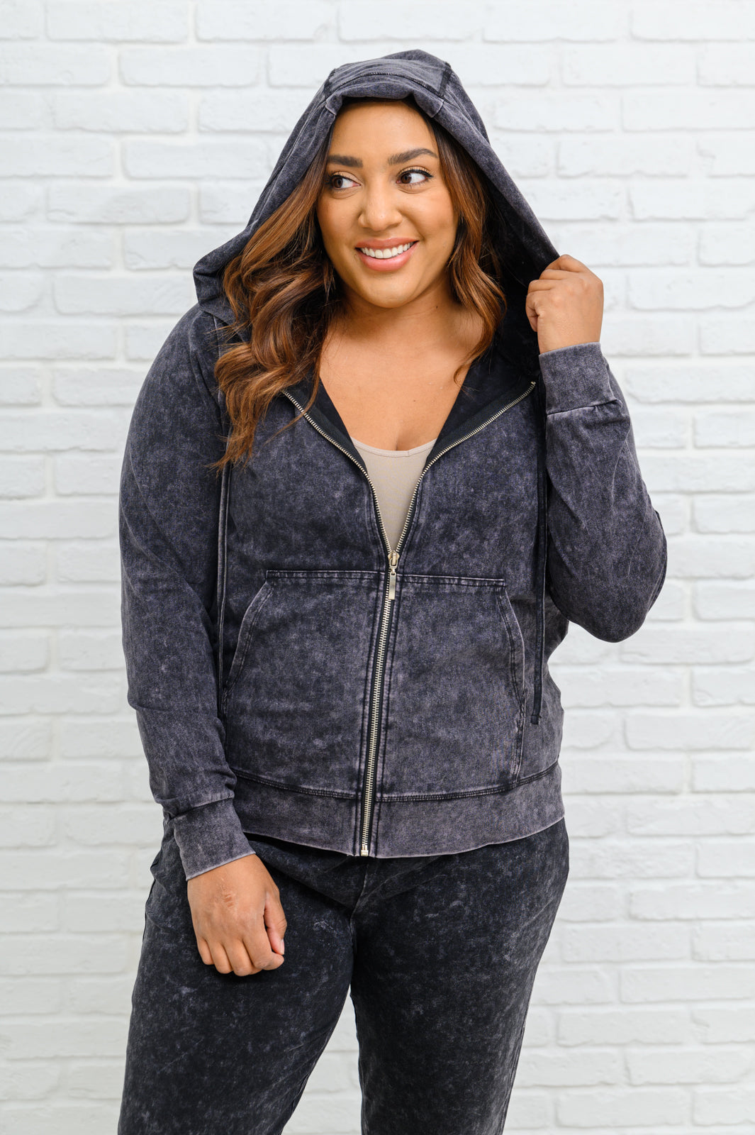 Mineral Wash Hoodie & Jogger Set In Charcoal - 11/21/2022