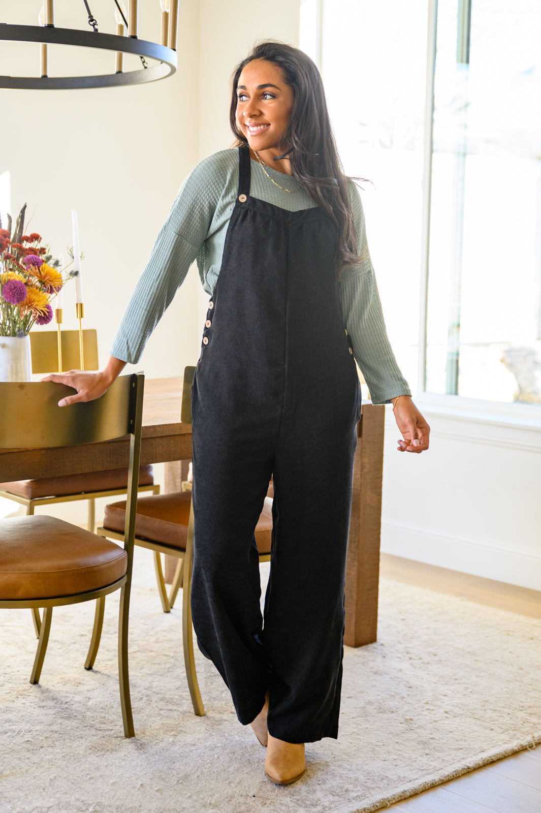 More Than Friends Corduroy Jumpsuit In Black - 12/8/2022