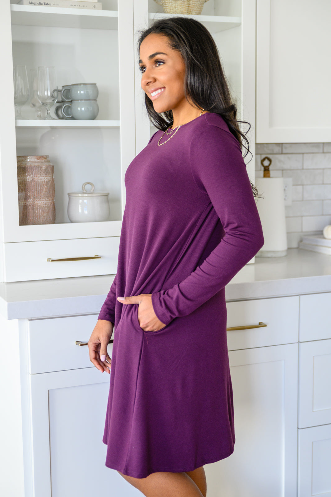 Most Reliable Long Sleeve Knit Dress In Plum - 12/8/2022