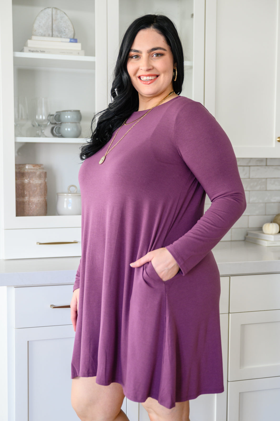 Most Reliable Long Sleeve Knit Dress In Plum - 12/8/2022