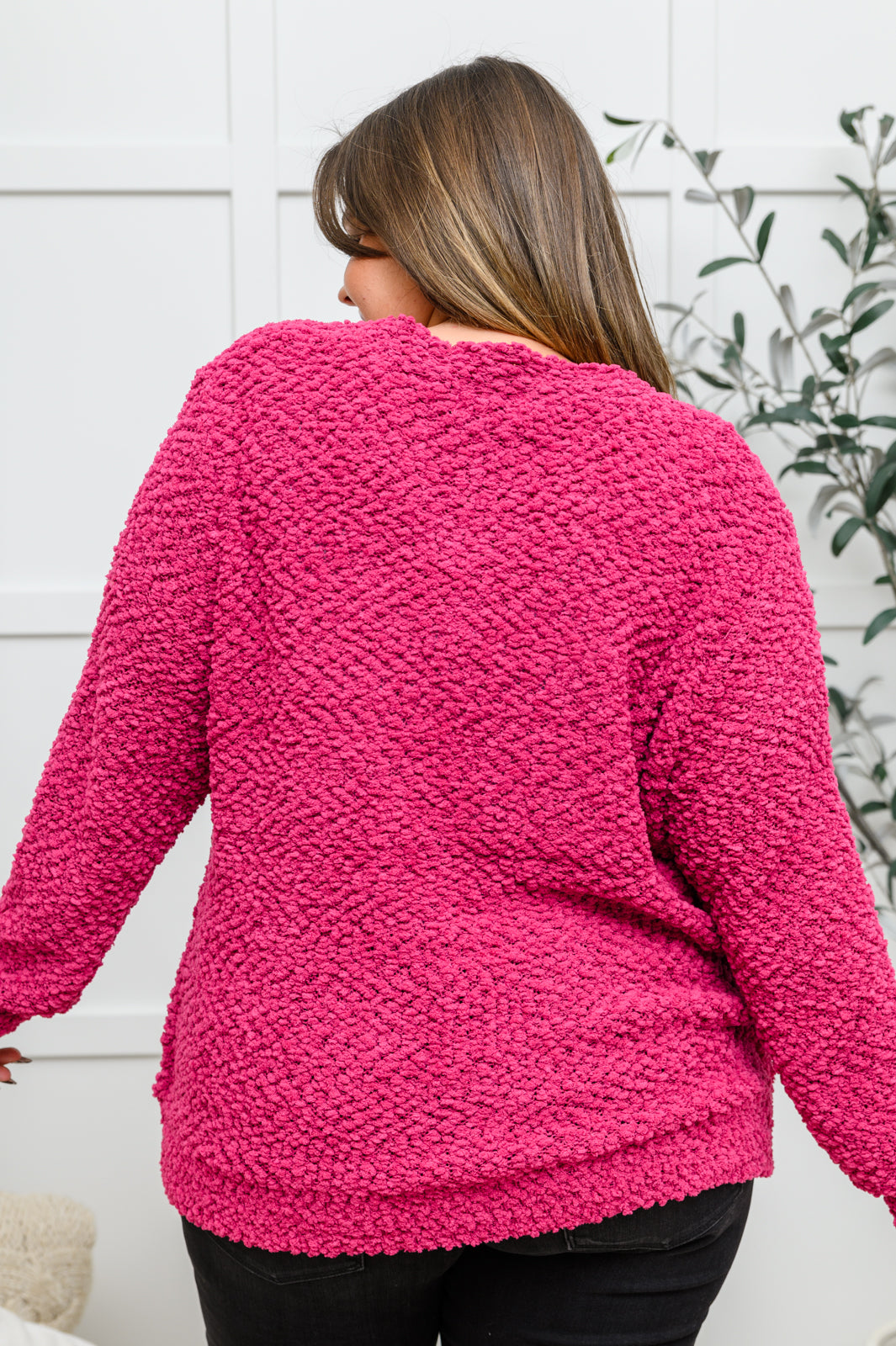 Popcorn Knit Cardigan In Magenta - 11/28/2022