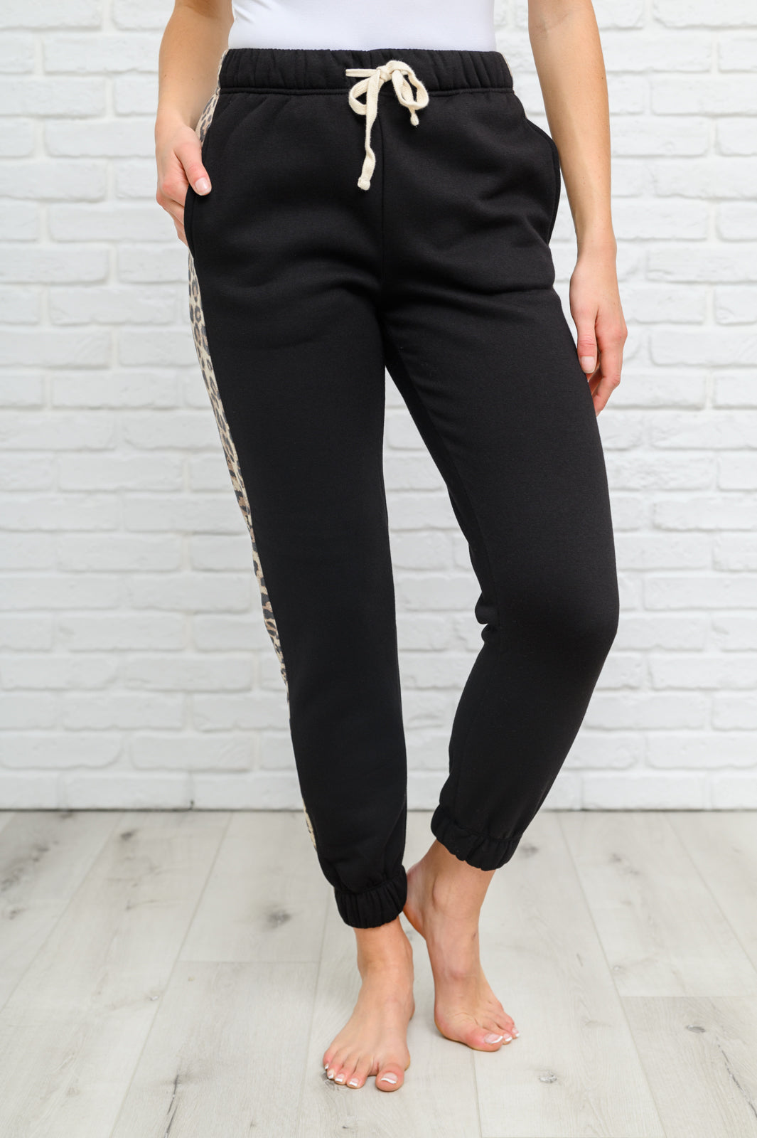 Side Panel Animal Print Sweatpants In Black - 11/21/2022