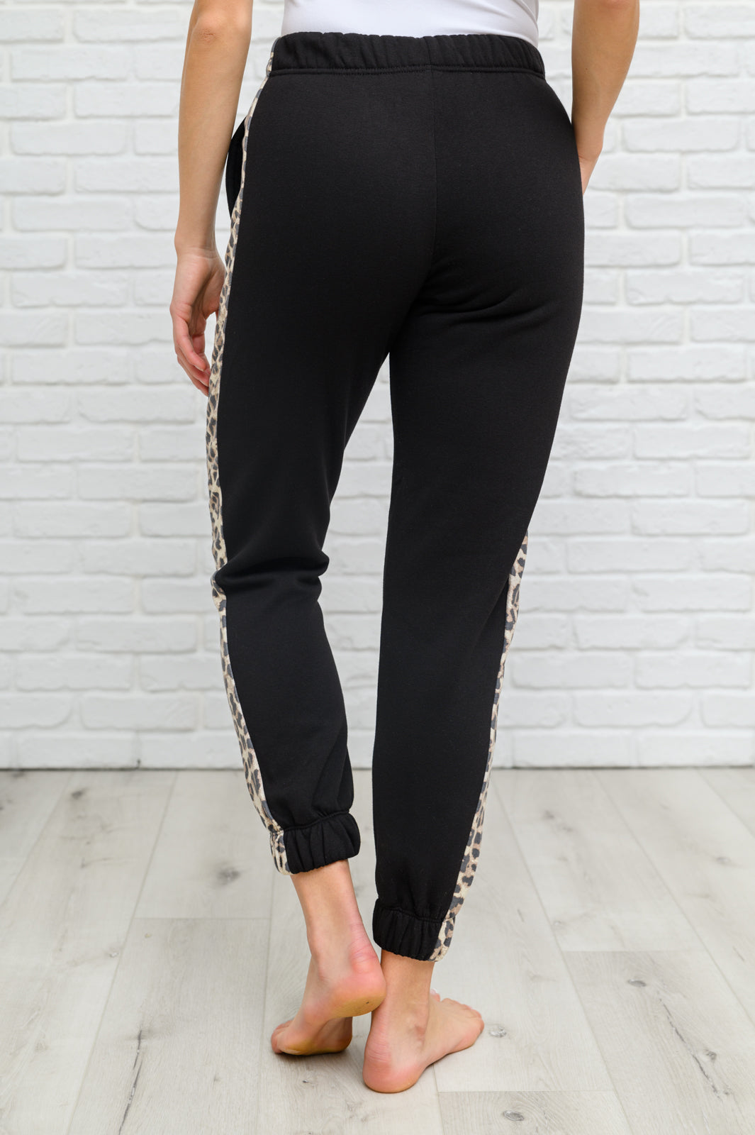 Side Panel Animal Print Sweatpants In Black - 11/21/2022