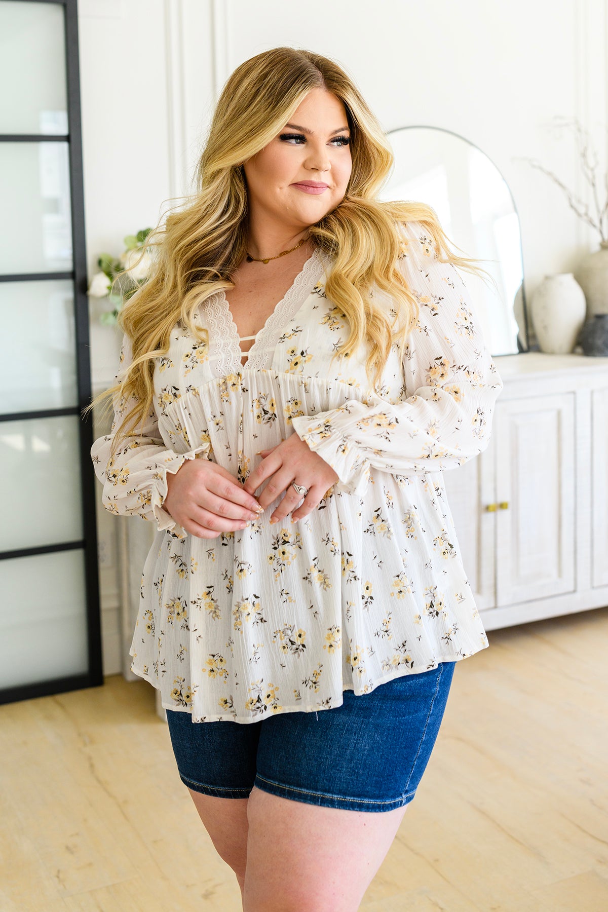 Sing Softly Lace Trim Floral Blouse - 3/21/2023