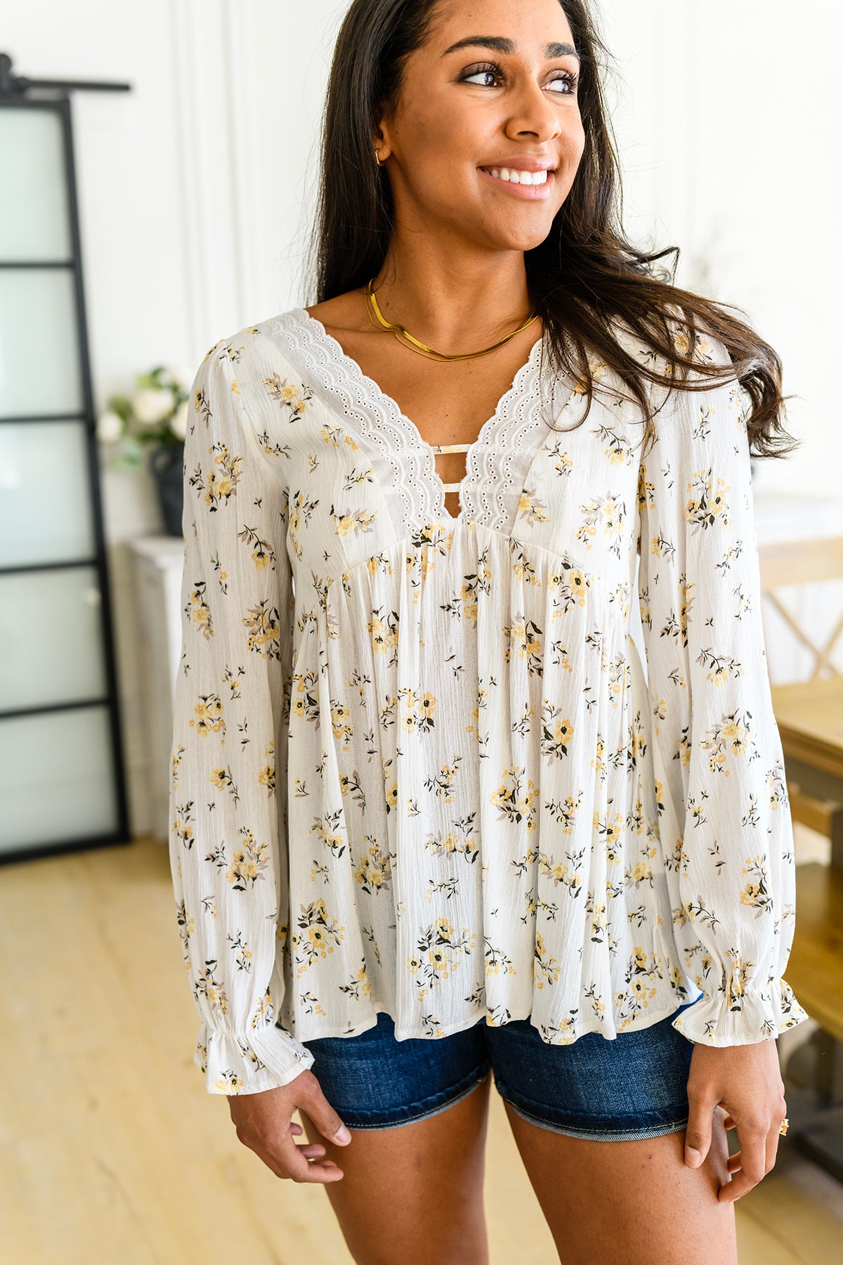 Sing Softly Lace Trim Floral Blouse - 3/21/2023