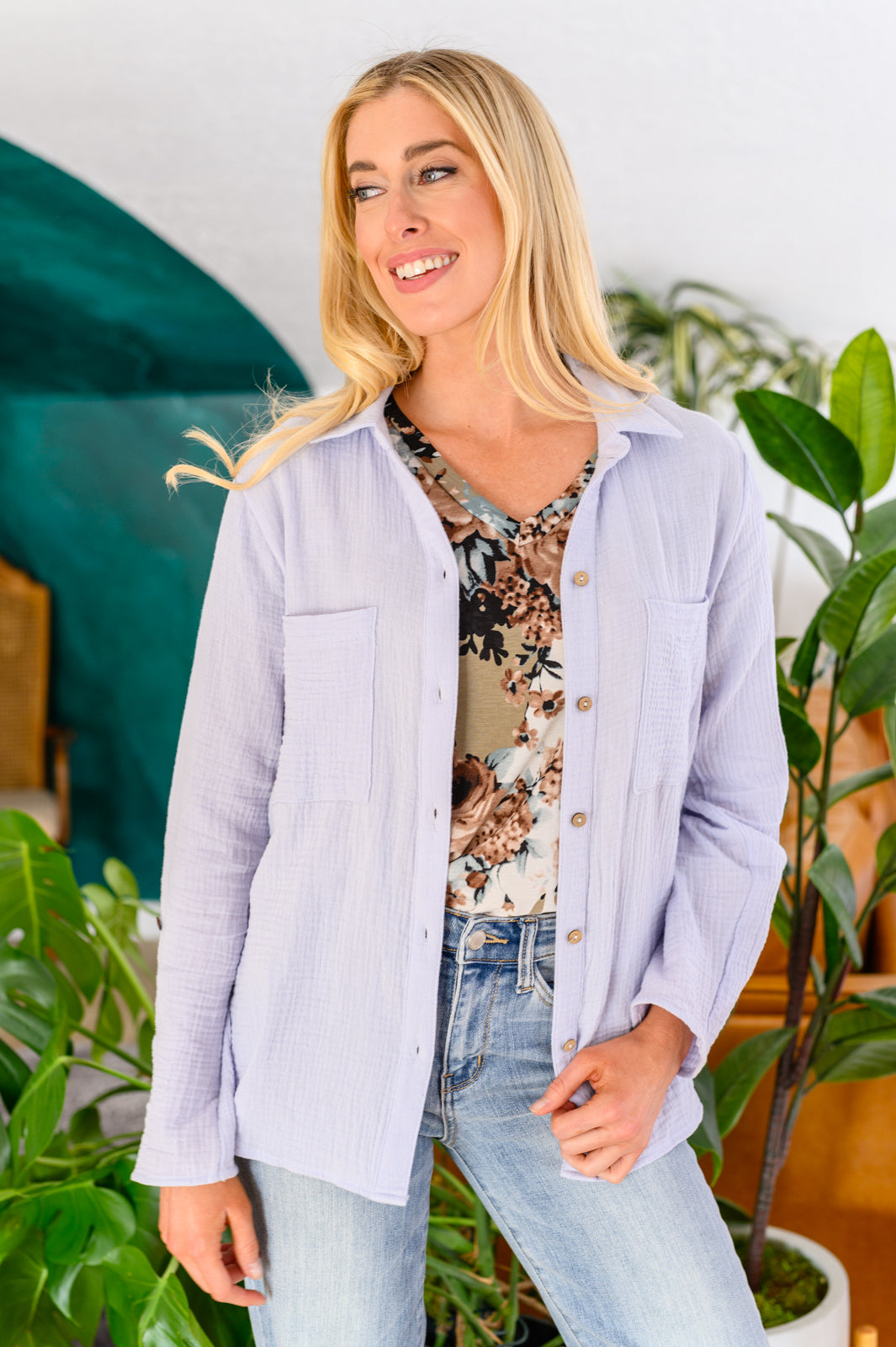 Skies The Limit Button Up in Lavender Blue - 1/19/2023