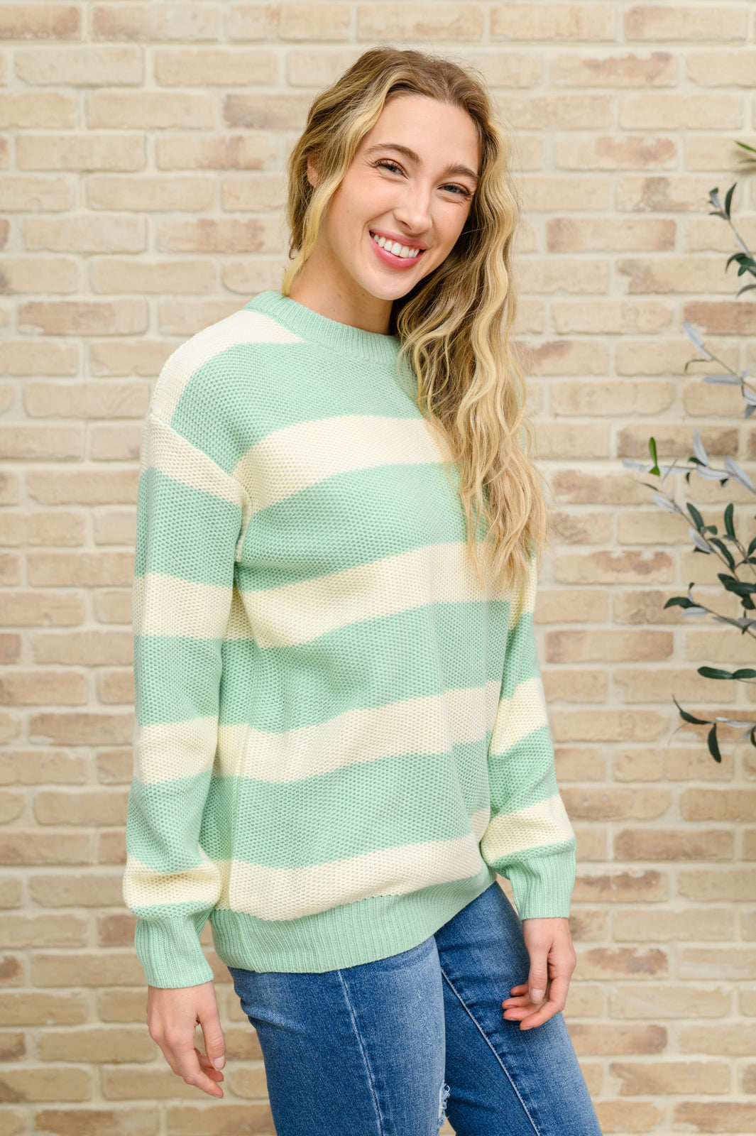 Striped Top In Sage - 11/21/2022
