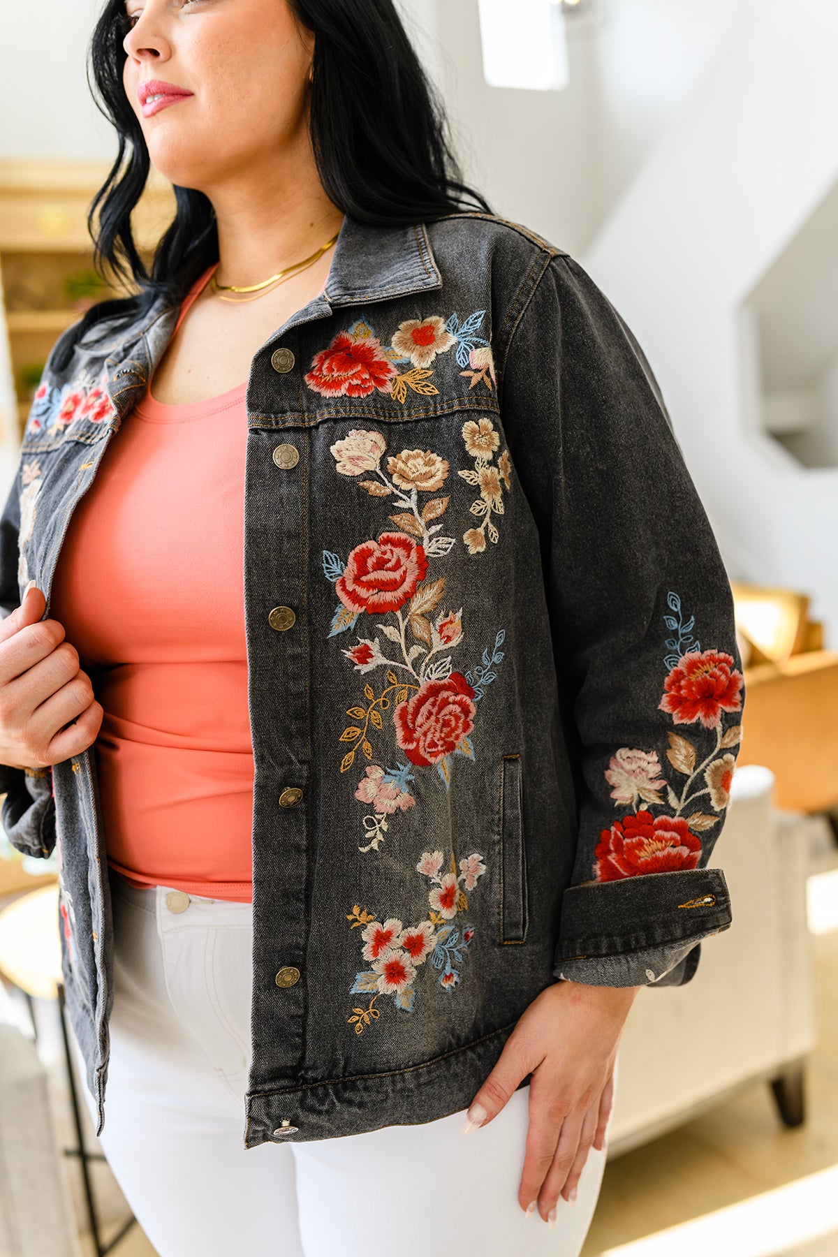 Lovely Visions Flower Embroidered Jacket - 2/14/2023
