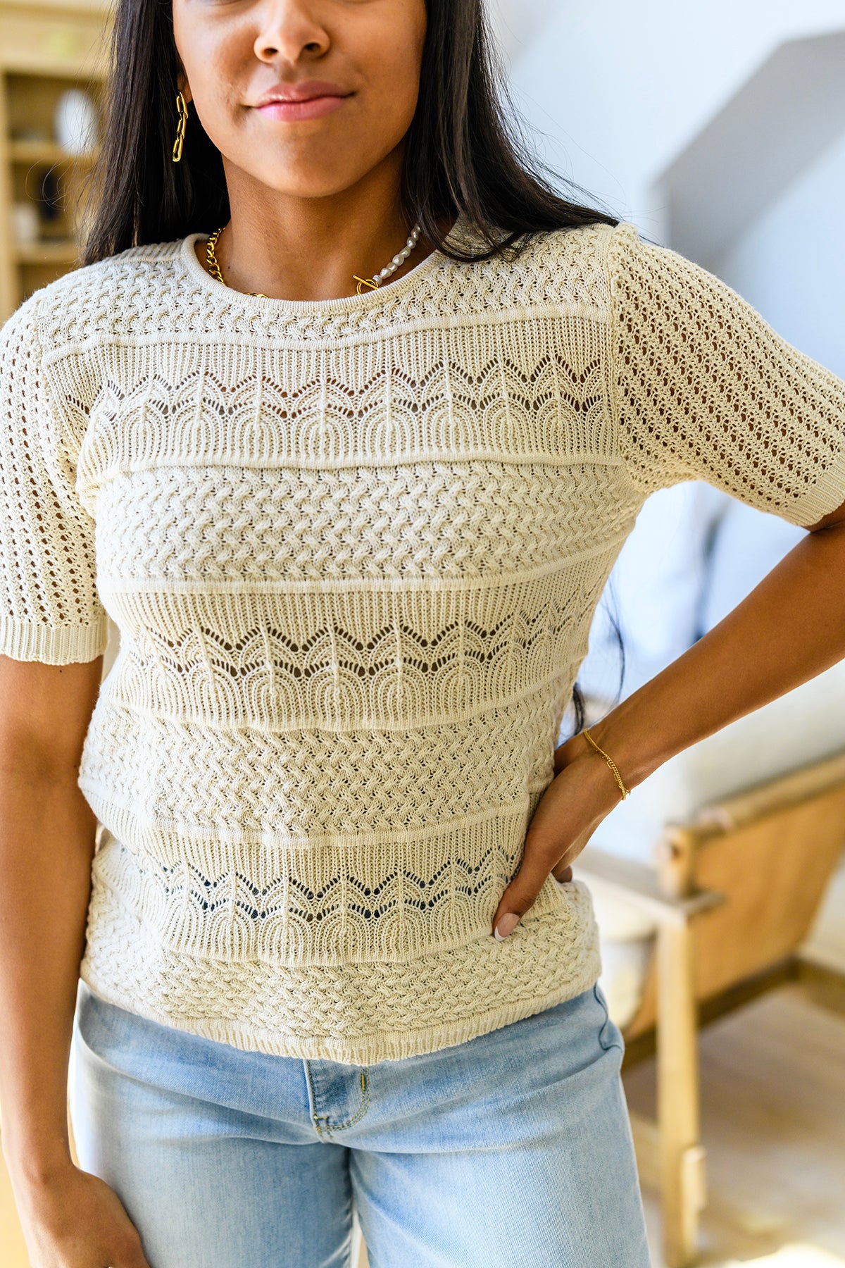 Thea Crocheted Knit Top - 4/28/2023